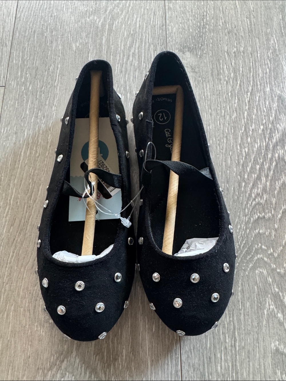 Cat & Jack Black Studded Girls Ballet Flats